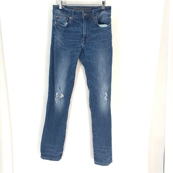 American Eagle Outfitters Size 29 Next Level Flex  Distressed Straight leg Jeans - Picture 1 of 10